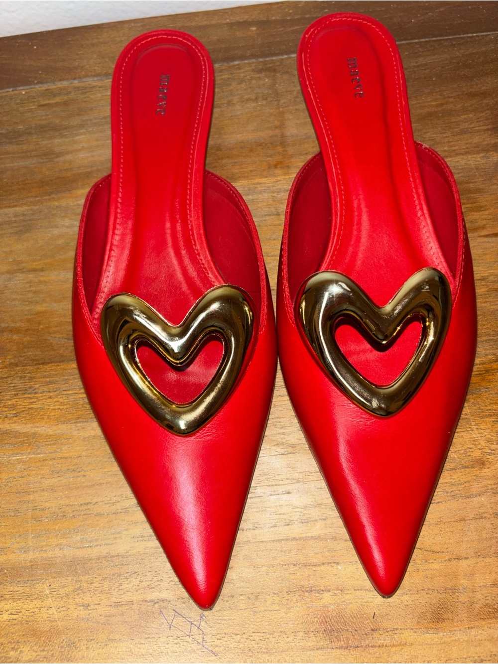 Maeve Heart Mule Heels, Size 37, US 6 - 6 1/2 , Retail $170.00, Color: Red - Picture 6 of 8